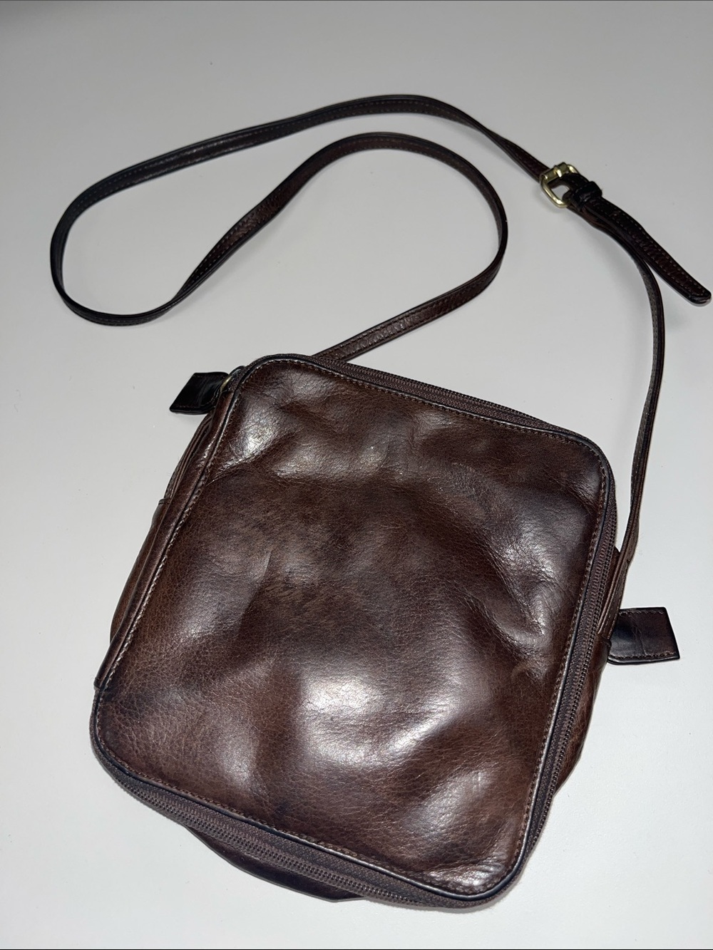 Boulder Ridge Dark Brown Leather Crossbody Bag / Wallet- Minimalist